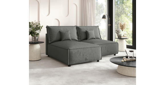 ECKSOFA Grau Webstoff Zierkissen, Rückenkissen, Rücken echt  - Schwarz/Grau, MODERN, Kunststoff/Textil (153/200cm) - Xora