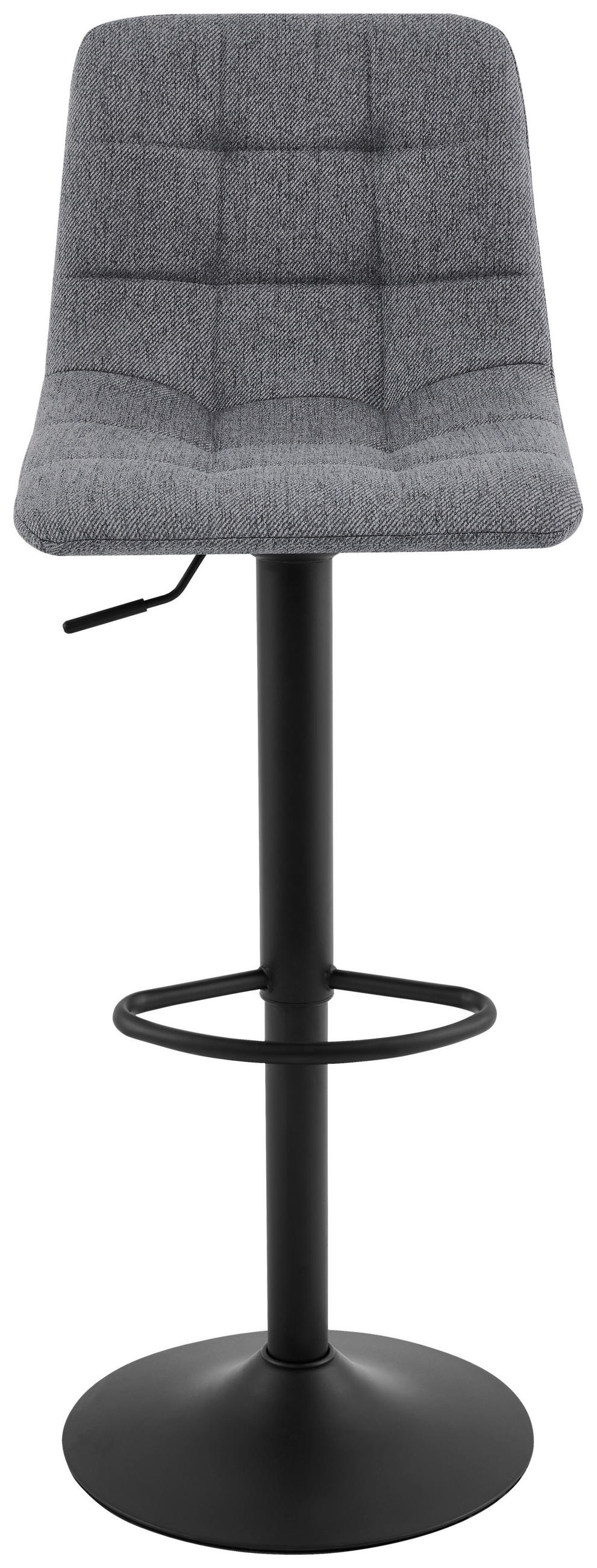 BARHOCKER Webstoff Grau, Schwarz Eisen Sitzfläche 360° drehbar  - Schwarz/Grau, Design, Textil/Metall (43/90-112/47cm) - Stylife