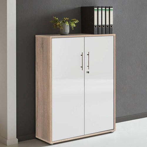AKTENSCHRANK 84,5/114/33 cm - Weiß/Sonoma Eiche, MODERN, Holzwerkstoff (84,5/114/33cm) - MID.YOU