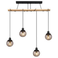 HÄNGELEUCHTE 95/15/165 cm    - Klar/Schwarz, Natur, Glas/Holz (95/15/165cm) - Globo