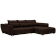 ECKSOFA in Webstoff Dunkelbraun 304/218 cm - Dunkelbraun/Silberfarben, MODERN, Kunststoff/Textil (304/218cm) - Carryhome