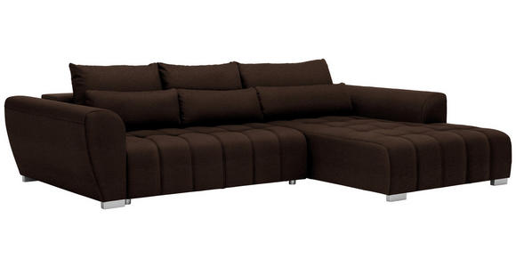 ECKSOFA in Webstoff Dunkelbraun 304/218 cm - Dunkelbraun/Silberfarben, MODERN, Kunststoff/Textil (304/218cm) - Carryhome
