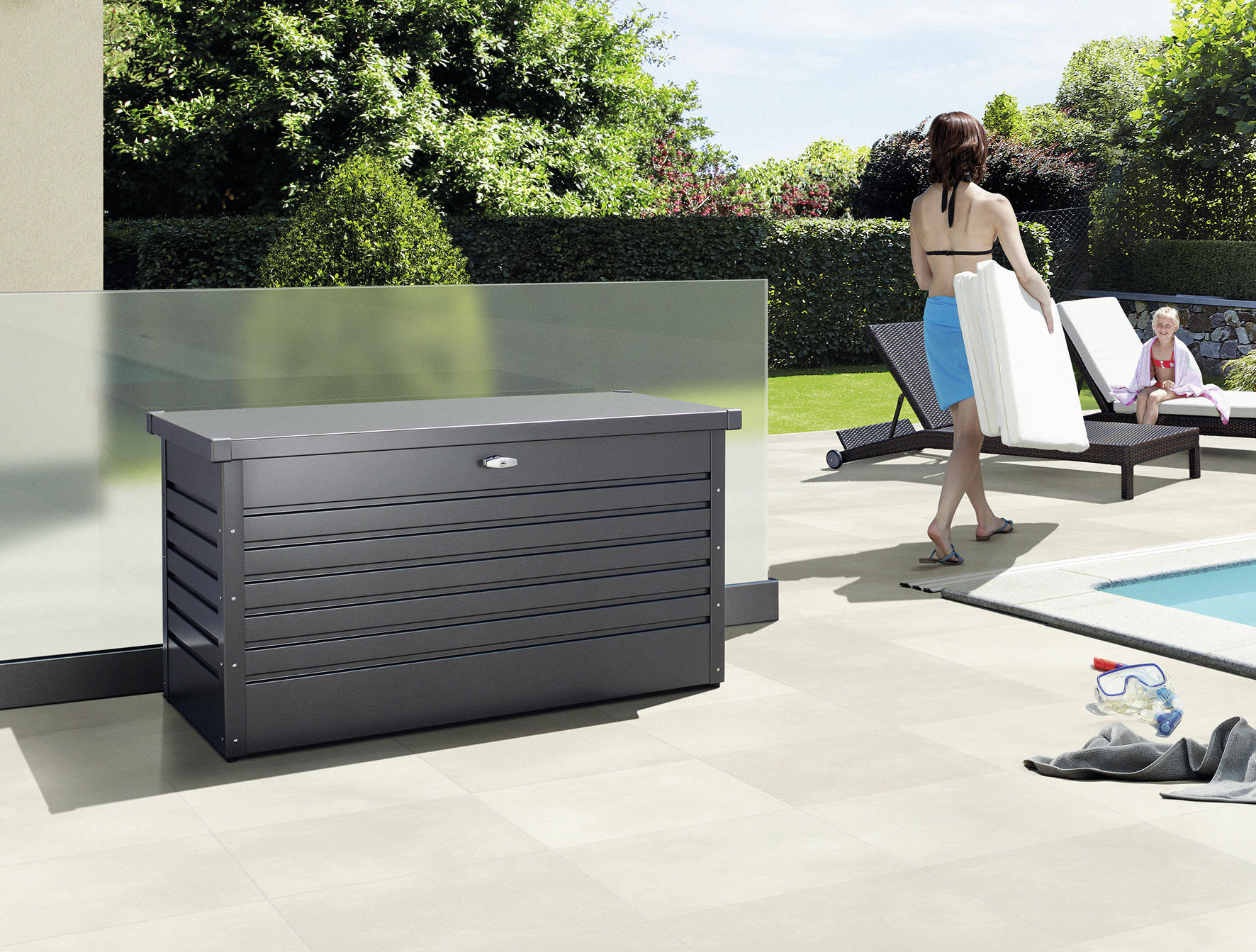 KISSENBOX 160/83/79 cm  - Dunkelgrau, Basics, Metall (160/83/79cm) - Biohort