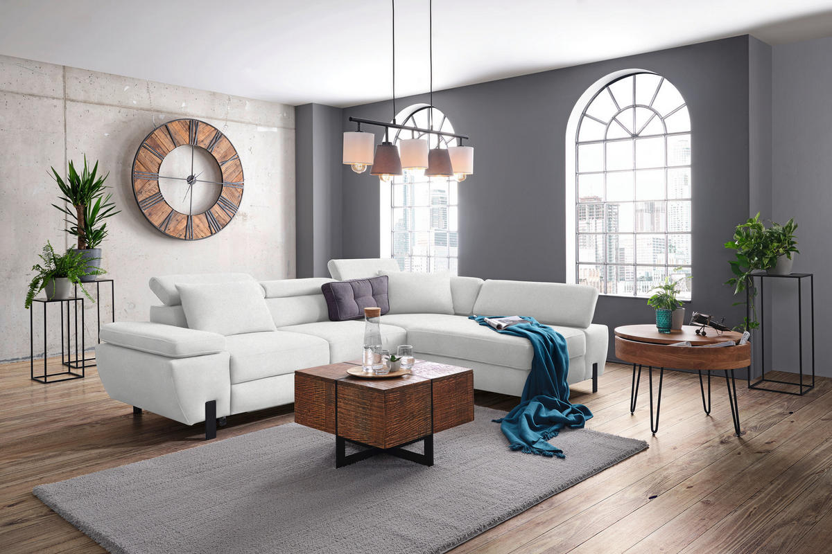 HÖRNSOFFA i vävt tyg cremefärgad  - svart/cremefärgad, Modern, metall/trämaterial (277/90/189cm) - MID.YOU