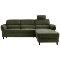 ECKSOFA in Mikrofaser Olivgrün  - Schwarz/Olivgrün, Modern, Holz/Textil (279/176cm) - Livetastic