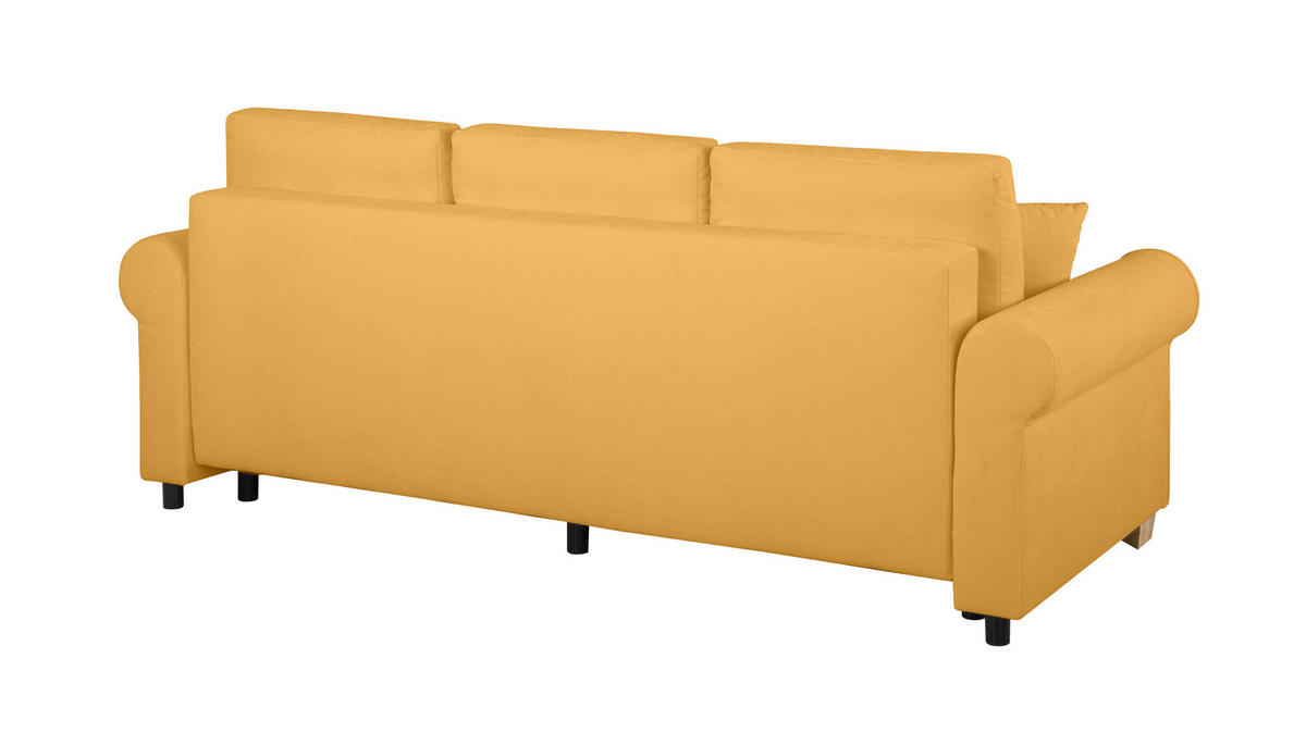SCHLAFSOFA in Chenille Gelb  - Gelb/Buchefarben, Design, Holz/Textil (240/94/98cm) - MID.YOU