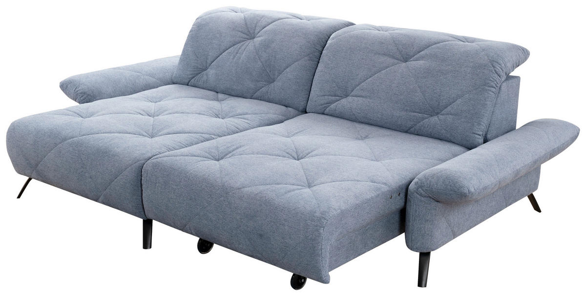 ECKSOFA in Webstoff Blau  - Blau/Schwarz, Design, Textil/Metall (173/244cm) - Moderano
