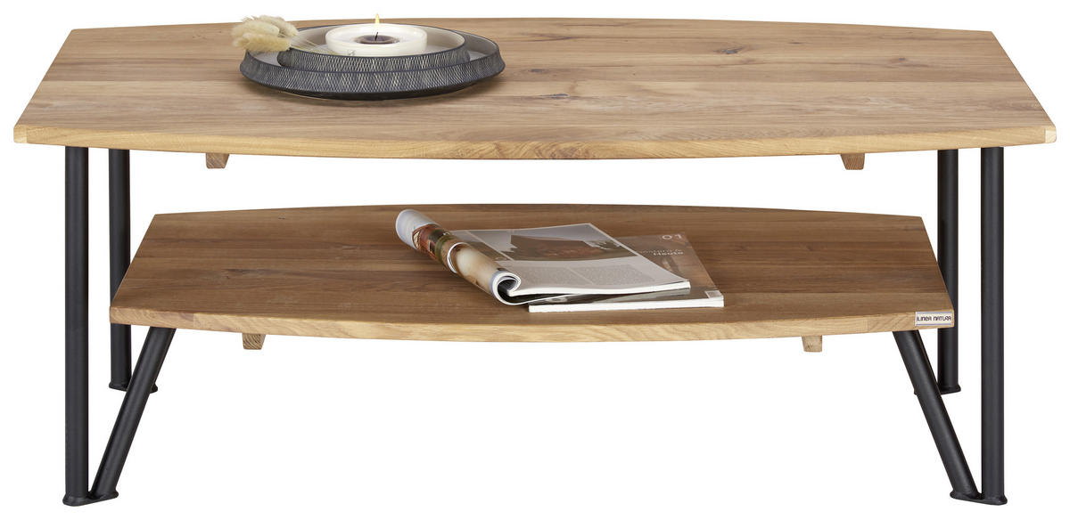 COUCHTISCH in Holz 110/70/43 cm  - Eichefarben/Schwarz, Design, Holz/Metall (110/70/43cm) - Linea Natura