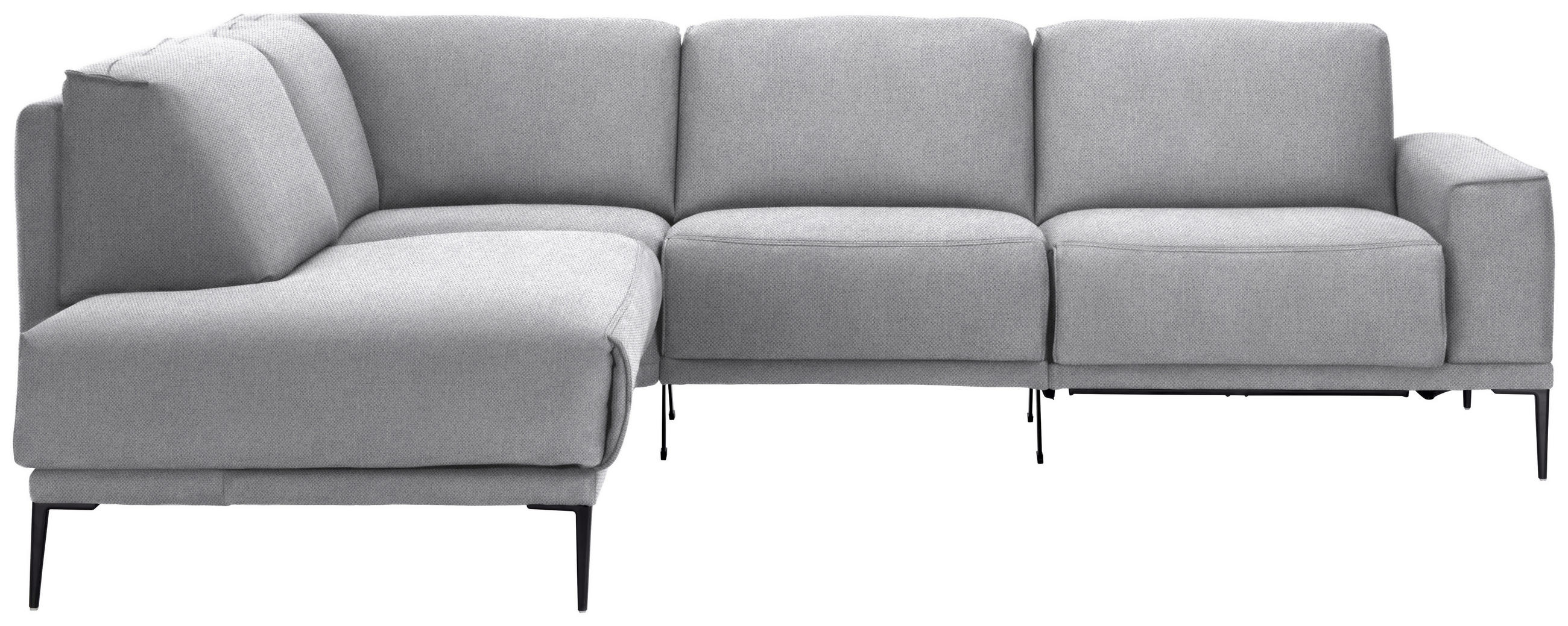 ECKSOFA in Flachgewebe Hellgrau  - Hellgrau/Schwarz, Design, Textil/Metall (210/260cm) - Johann Jakob
