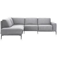 ECKSOFA in Flachgewebe Hellgrau  210/260 cm  - Hellgrau/Schwarz, Design, Textil/Metall (210/260cm) - Johann Jakob