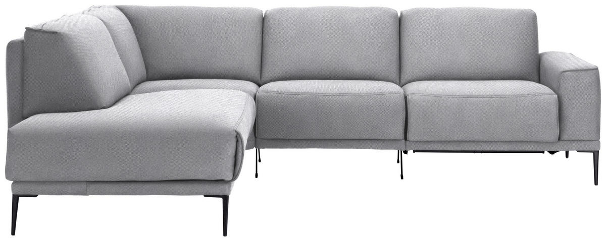 ECKSOFA in Flachgewebe Hellgrau  210/260 cm  - Hellgrau/Schwarz, Design, Textil/Metall (210/260cm) - Johann Jakob