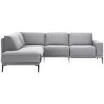 ECKSOFA in Flachgewebe Hellgrau  210/260 cm  - Hellgrau/Schwarz, Design, Textil/Metall (210/260cm) - Johann Jakob