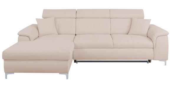ECKSOFA Creme Flachgewebe  - Chromfarben/Creme, KONVENTIONELL, Textil/Metall (175/268cm) - Carryhome