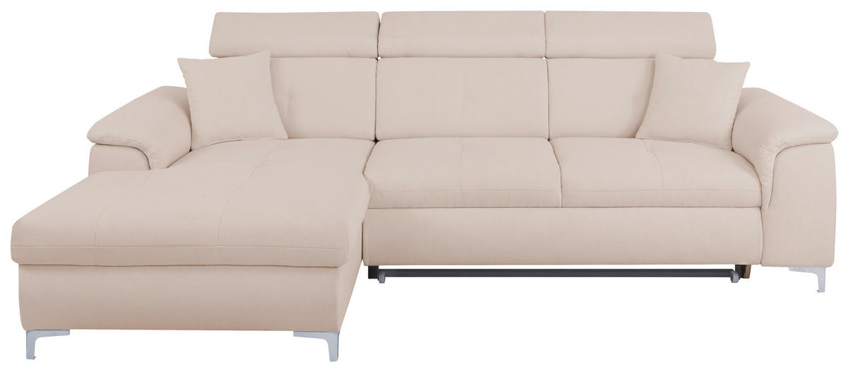 ECKSOFA in Flachgewebe Creme  - Chromfarben/Creme, Konventionell, Textil/Metall (175/268cm) - Carryhome
