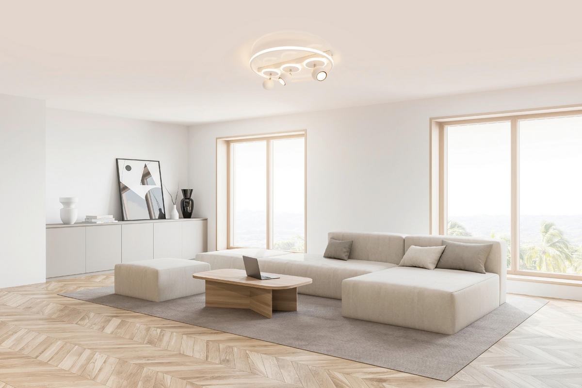 DECKENLEUCHTE  50/15,5 cm    - Weiß, Design, Kunststoff/Metall (50/15,5cm) - Näve