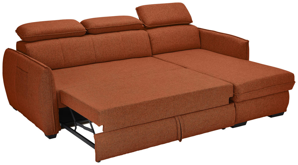 ECKSOFA in Flachgewebe Rostfarben  - Rostfarben/Schwarz, Modern, Kunststoff/Textil (182/237cm) - Carryhome