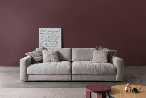 BIGSOFA in Cord Silberfarben  - Silberfarben/Schwarz, Modern, Textil (264/83/126cm) - Trendmanufaktur