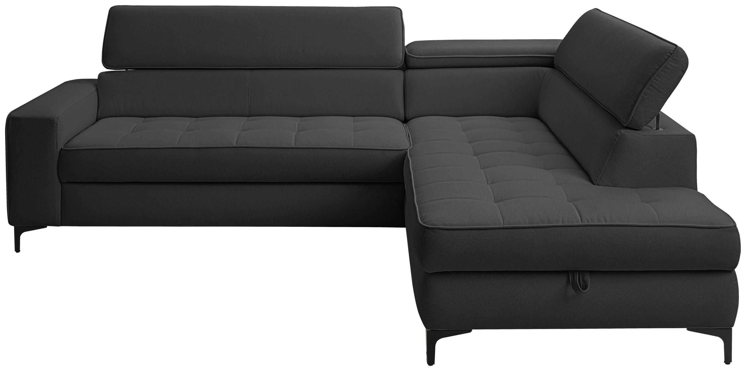 ECKSOFA  in Struktur Anthrazit  251/203 cm  - Anthrazit/Schwarz, Design, Textil/Metall (251/203cm) - MID.YOU