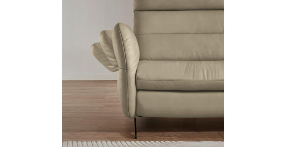 ECKSOFA in Echtleder Ecru 300/157 cm - Ecru/Schwarz, Design, Leder/Metall (300/157cm) - Dieter Knoll