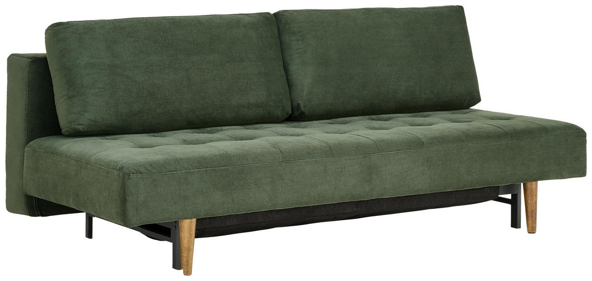 SCHLAFSOFA Mikrofaser Dunkelgrün  - Dunkelgrün/Braun, Design, Holz/Textil (200/83/105cm) - Carryhome