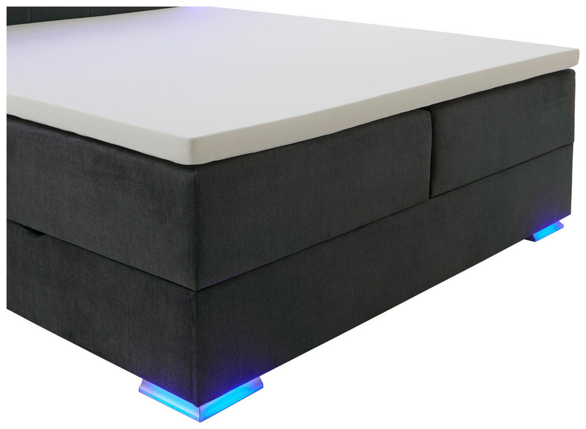 POSTEL BOXSPRING, 180/200 cm, antracitová - barvy chromu/antracitová, Design, textil/plast (180/200cm) - Boxxx