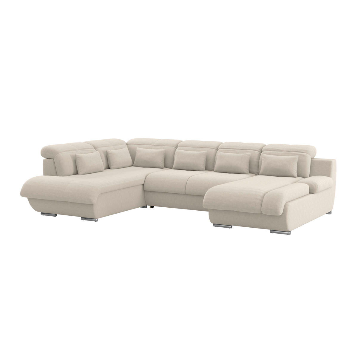 WOHNLANDSCHAFT MULTI Naturfarben Chenille  - Chromfarben/Naturfarben, MODERN, Textil/Metall (228/345/184cm) - Livetastic