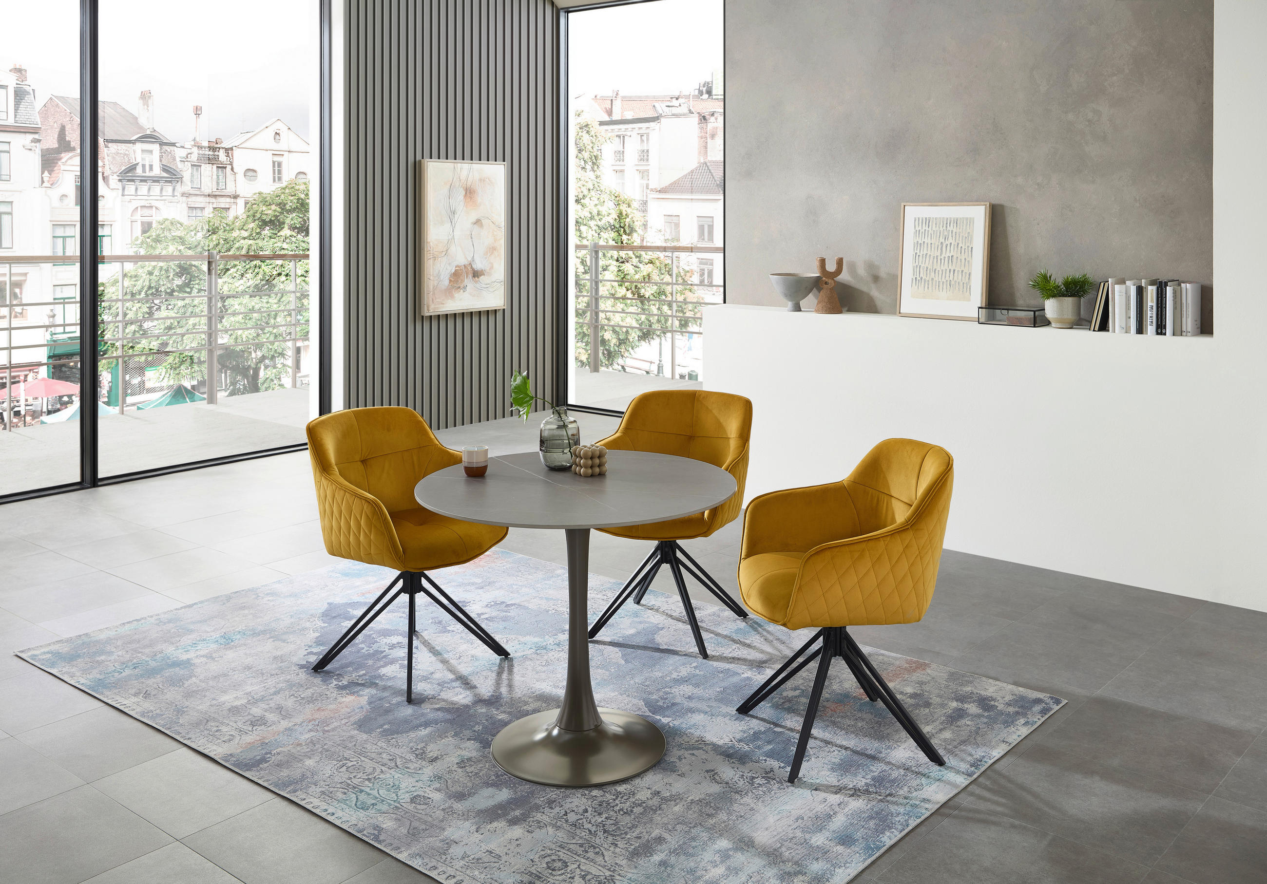 ESSTISCH in Metall, Keramik 90/90/75 cm  - Grau, MODERN, Keramik/Metall (90/90/75cm) - Boxxx
