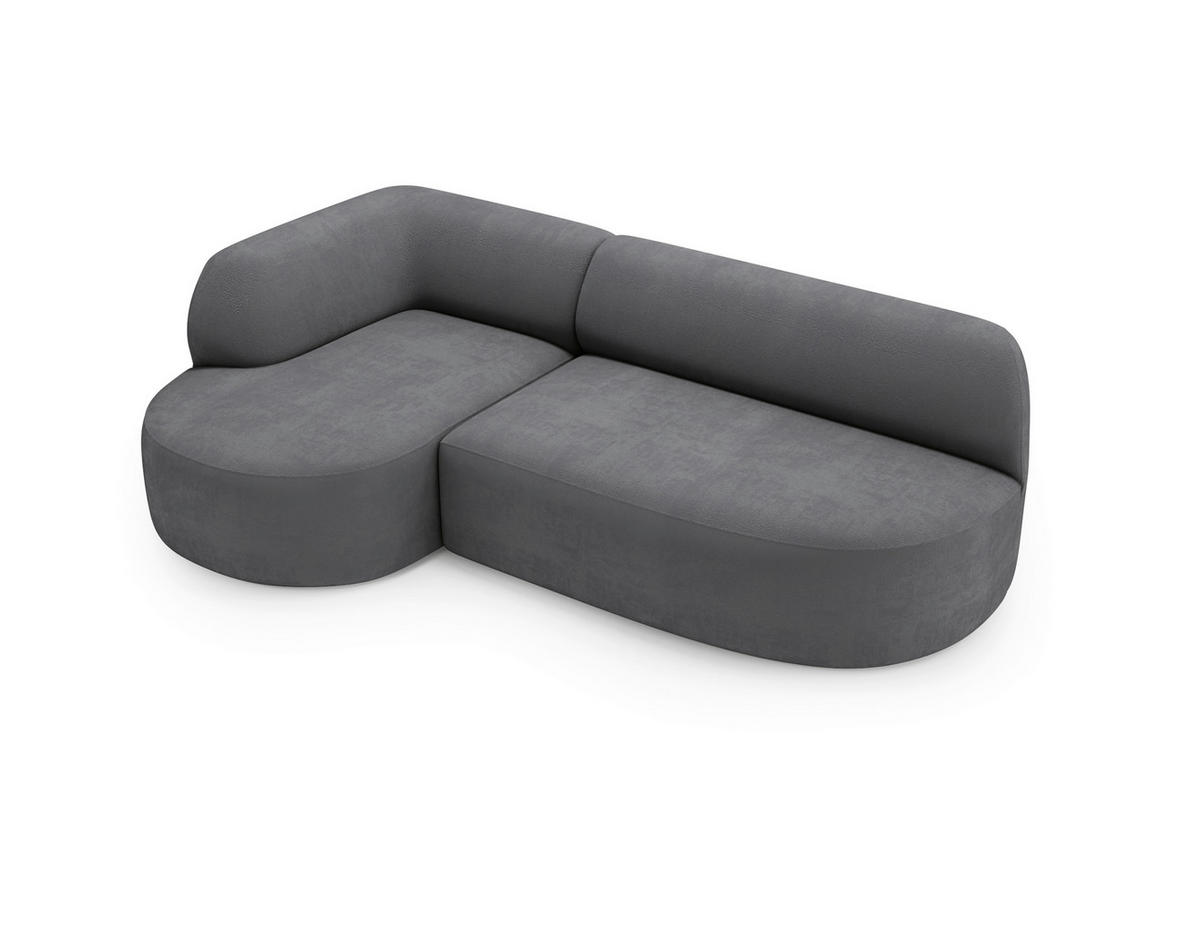 ECKSOFA Chenille Dunkelgrau  - Dunkelgrau/Schwarz, Design, Kunststoff/Textil (156/218cm) - Livetastic