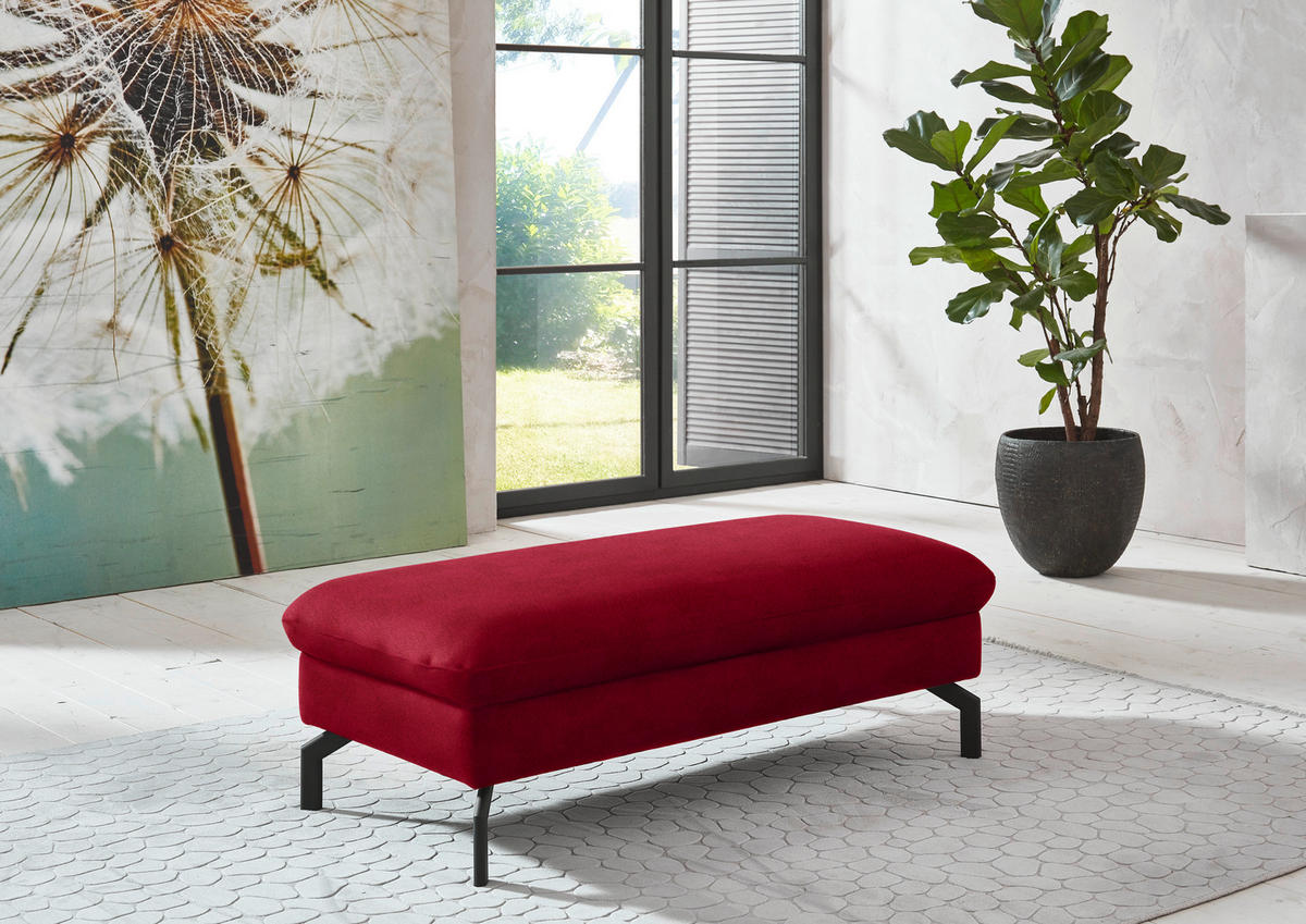 ECKSOFA in Velours Rot  - Rot/Schwarz, Design, Textil/Metall (306/179cm) - Beldomo System
