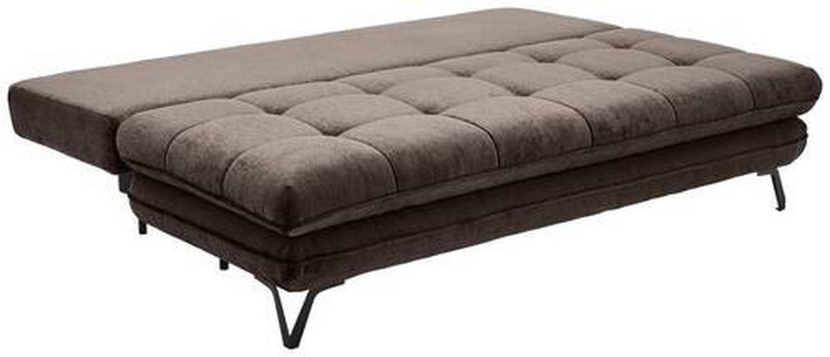 SCHLAFSOFA Samt Braun  - Schwarz/Braun, Design, Textil/Metall (205/79-96/85cm) - Novel
