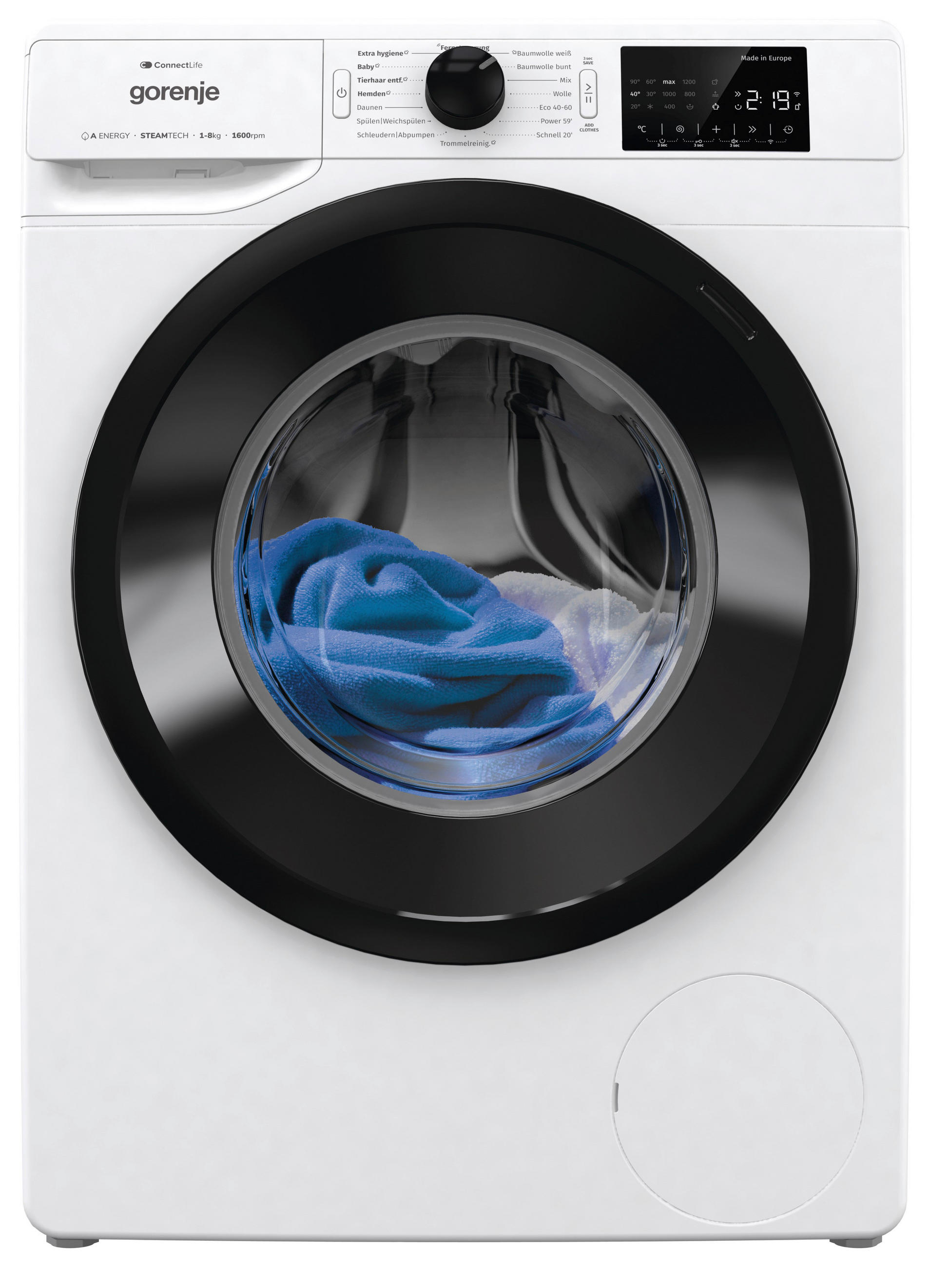 WASCHMASCHINE WPNEI86ATS   - Schwarz/Weiß, Basics, Glas/Kunststoff (60/85/54,5cm) - Gorenje