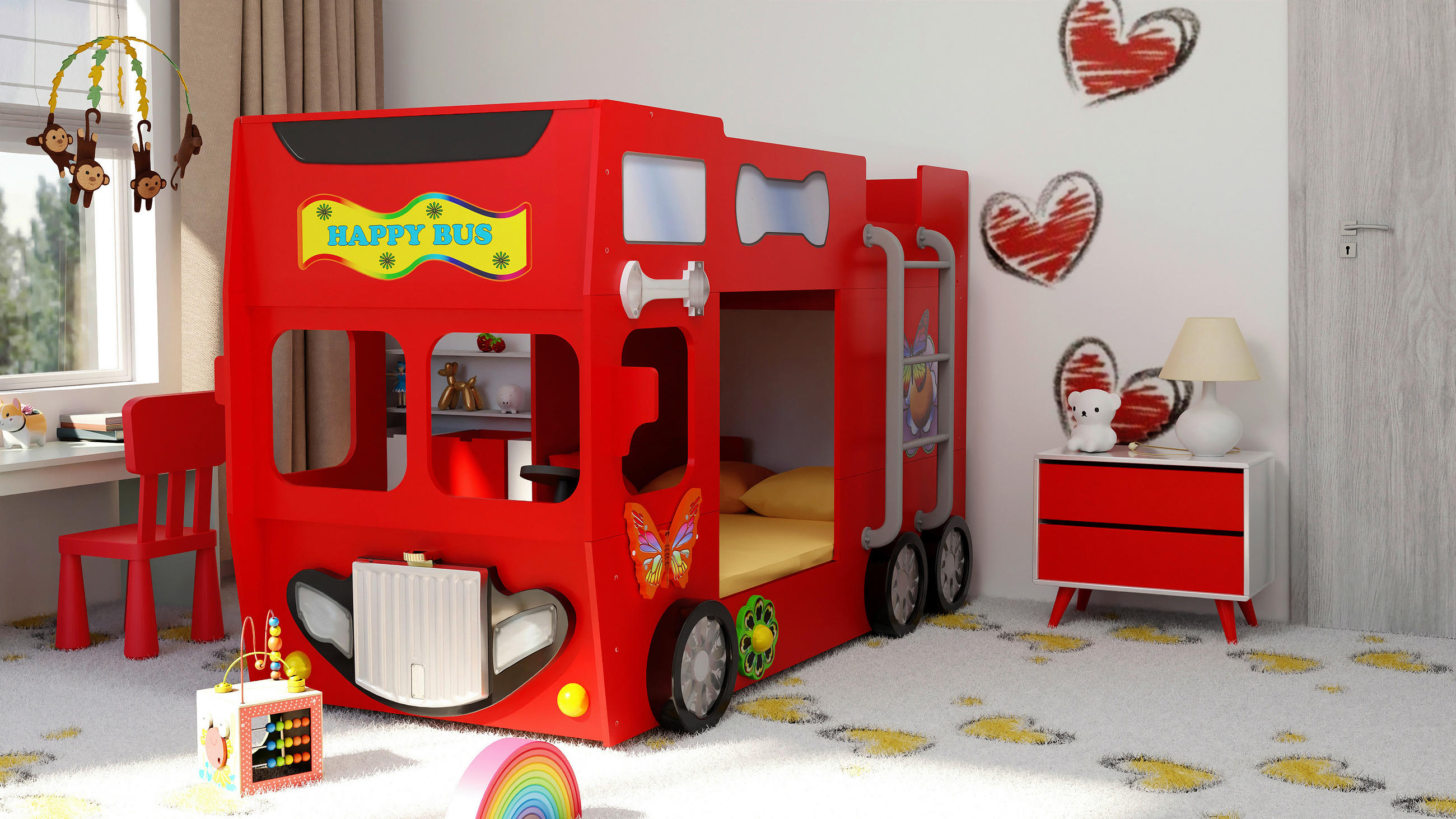 Autobett 90/190 cm Rot Rot  - Rot/Weiß, LIFESTYLE, Holz/Holzwerkstoff (90/190cm) - Livetastic