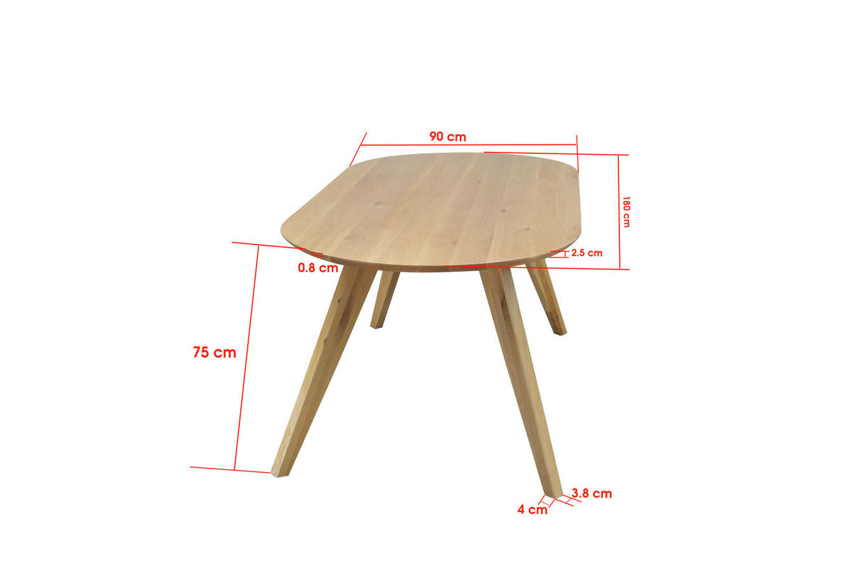 ESSTISCH 180/90/75 cm Echtholz  Holz Eichefarben  - Eichefarben, KONVENTIONELL, Holz (180/90/75cm) - VanDerken
