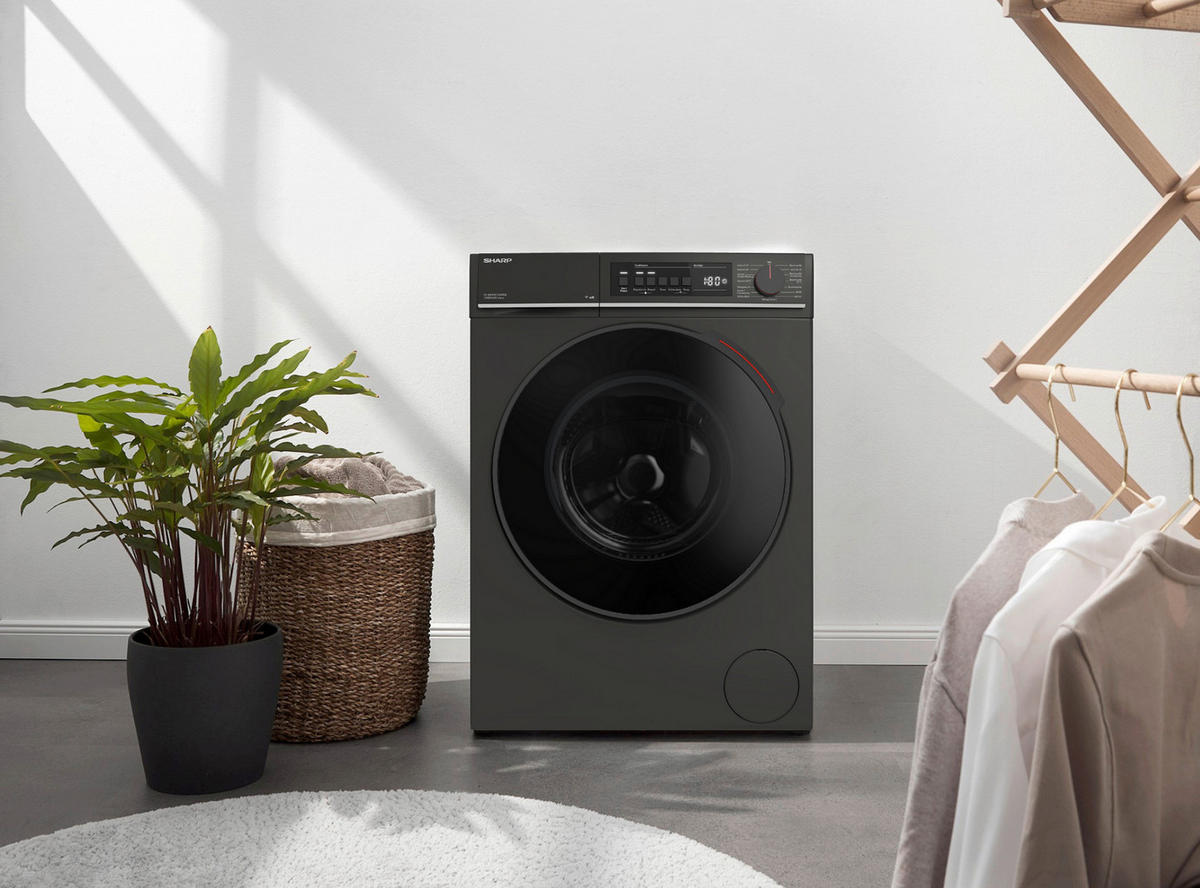 WASCHMASCHINE ES-WNFB214CMDA-DE  - Schwarz, Basics, Glas/Metall (59.7/84.5/63.2cm) - Sharp