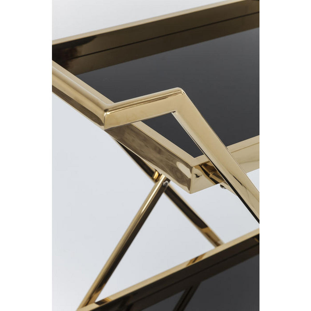 SERVIERWAGEN Schwarz, Messingfarben  - Messingfarben/Schwarz, KONVENTIONELL, Glas/Metall (89/50/76cm) - Kare-Design