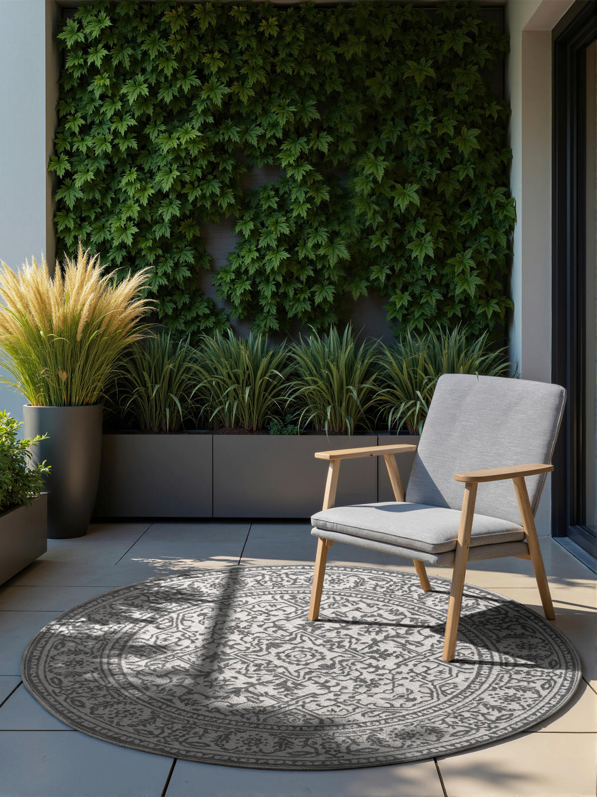 OUTDOORTEPPICH 160 cm Duet Grau, Weiß  - Weiß/Grau, Design, Kunststoff (160cm)
