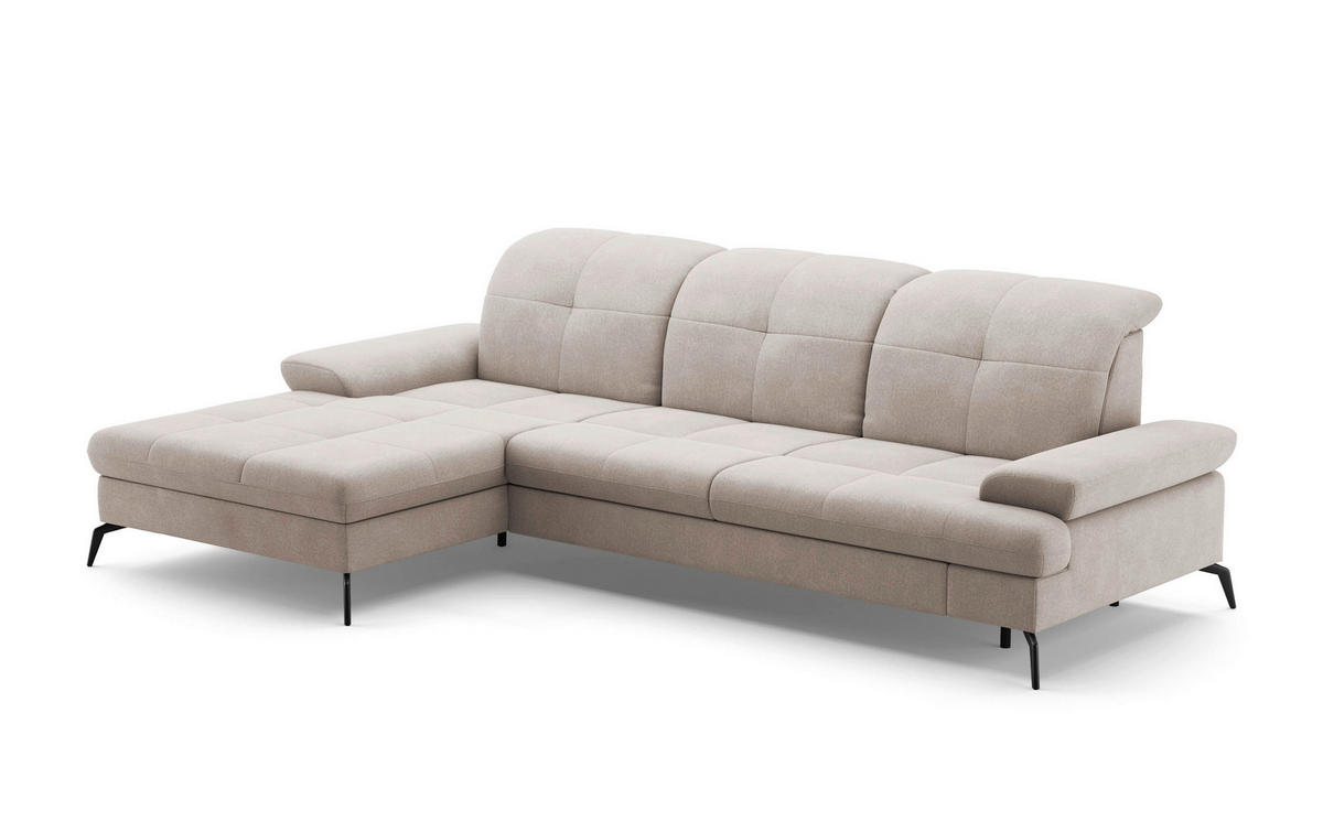 ECKSOFA in Flachgewebe Greige  - Greige/Schwarz, Konventionell, Textil/Metall (185/279cm) - Sit & More