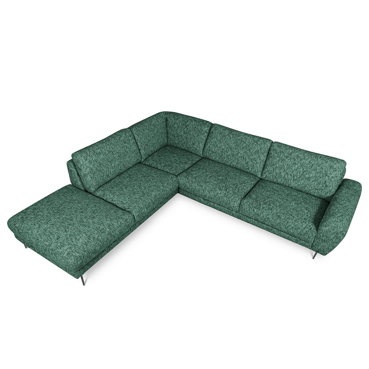 ECKSOFA SPRING Grün Webstoff Zierkissen  - Schwarz/Grün, Design, Textil/Metall (250/273cm) - Livetastic