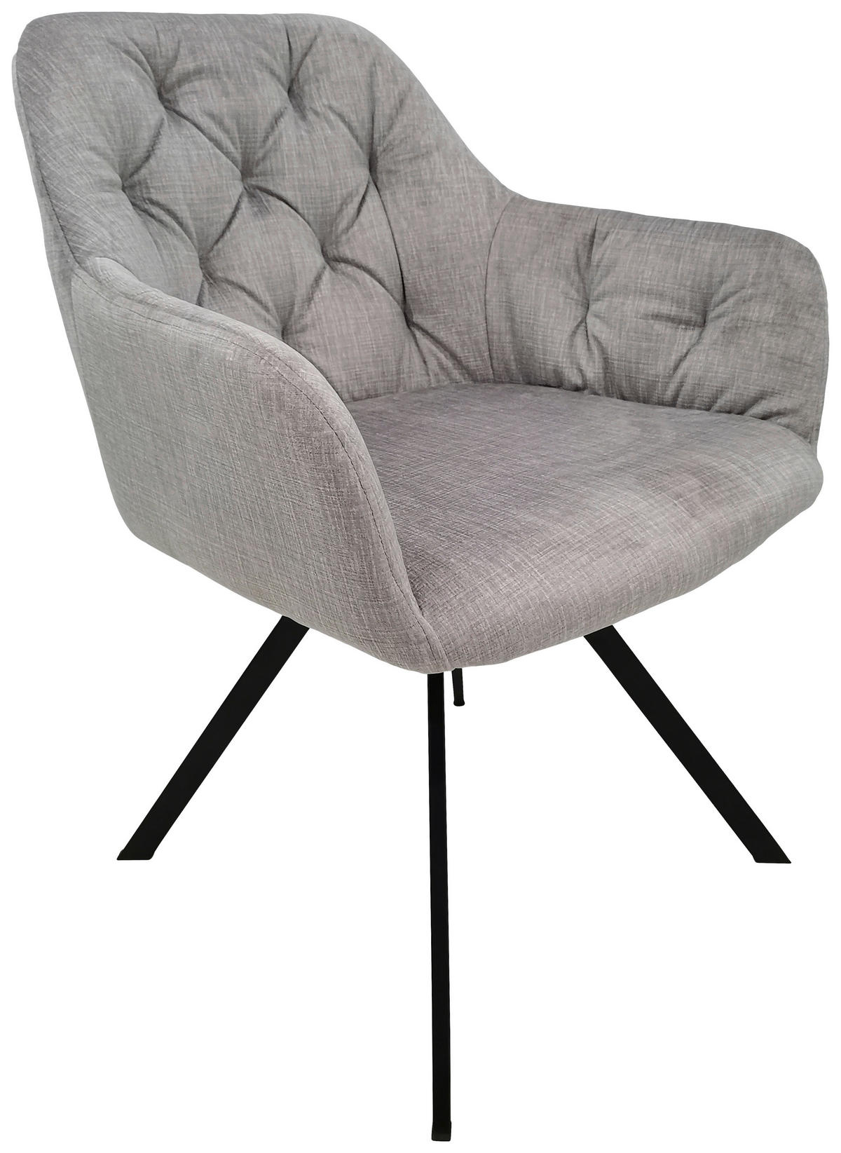 SADA ŽIDLÍ S PODRUČKAMI 2 kusy - černá/světle šedá, Moderní, kov/textil (57/85/62cm) - MID.YOU