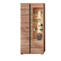 VITRÍNA, 90/203/38 cm - farba jaseňa/čierna, Basics, kov/kompozitné drevo (90/203/38cm) - Cantus