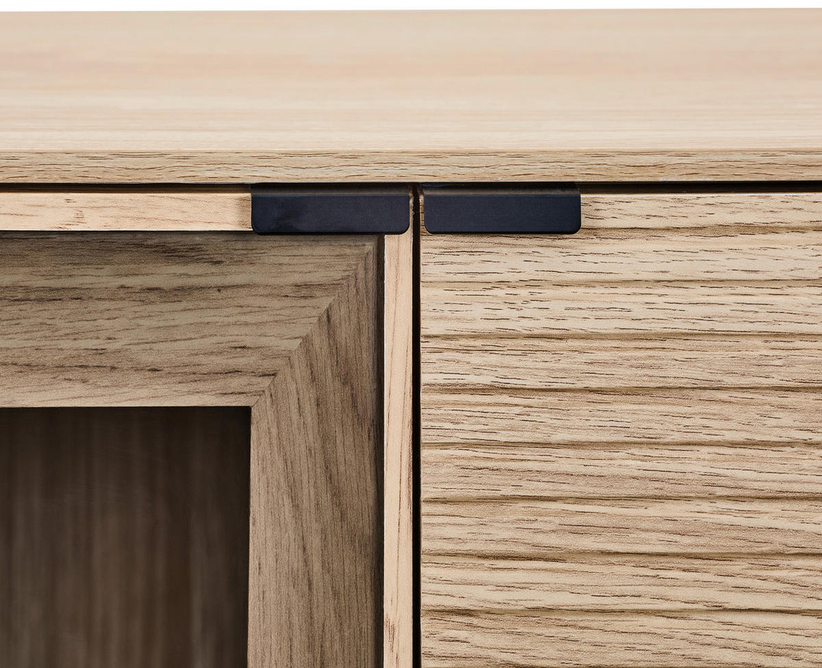 HIGHBOARD  100/120/40 cm 1 Schublade(n)  - Eichefarben/Schwarz, KONVENTIONELL, Glas/Holzwerkstoff (100/120/40cm) - Xora