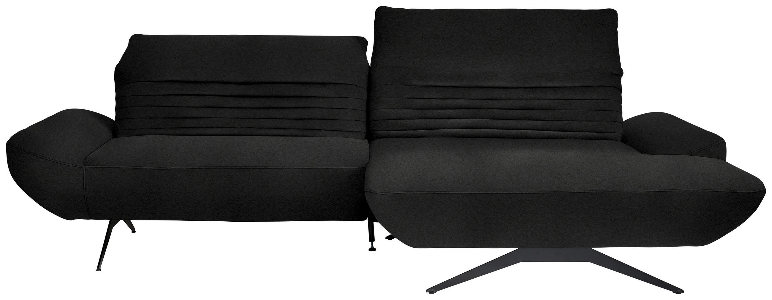 ECKSOFA  in Teddystoff Schwarz  280/170-195 cm  - Schwarz, Design, Textil/Metall (280/170-195cm) - Dieter Knoll