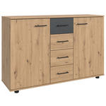 KOMMODE , 130/83/41 cm, 4 Schublade(n)  - Schwarz/Graphitfarben, KONVENTIONELL, Holzwerkstoff/Kunststoff (130/83/41cm) - Carryhome