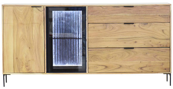 SIDEBOARD 175/85/40 cm  - Schwarz/Akaziefarben, LIFESTYLE, Glas/Holz (175/85/40cm) - Landscape