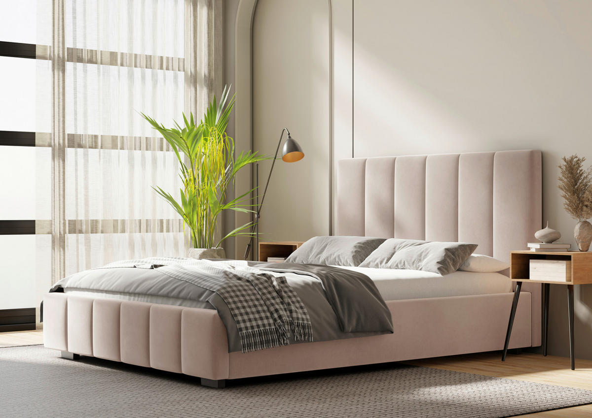 POLSTERBETT Lattenrost, Bettkasten 200/200 cm  in Beige  - Beige/Schwarz, Design, Holz/Kunststoff (200/200cm) - Boxxx