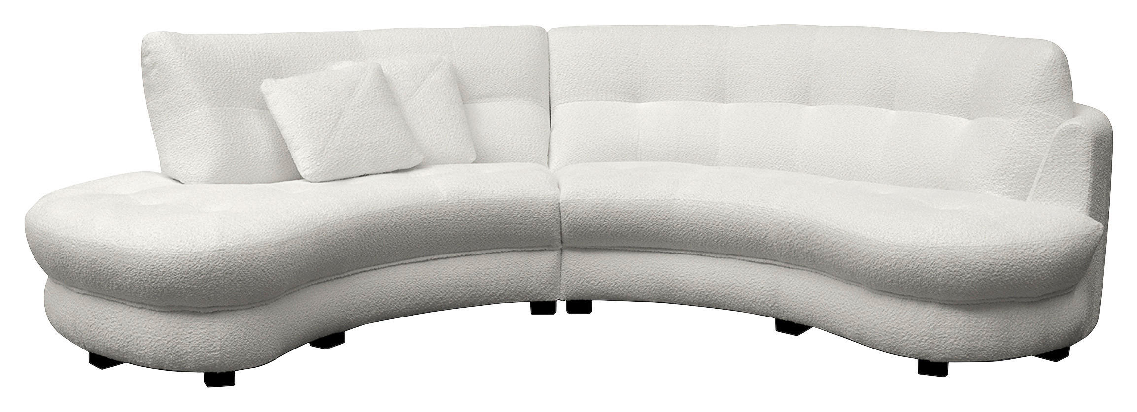 ECKSOFA Rundform  Hellgrau Bouclé  - Hellgrau/Schwarz, Design, Kunststoff/Textil (113/300cm) - Livetastic