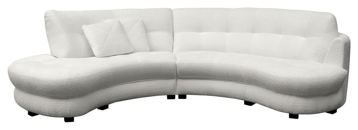 ECKSOFA in Bouclé Hellgrau  - Weiss/Hellgrau, Design, Kunststoff/Textil (113/300cm) - Livetastic