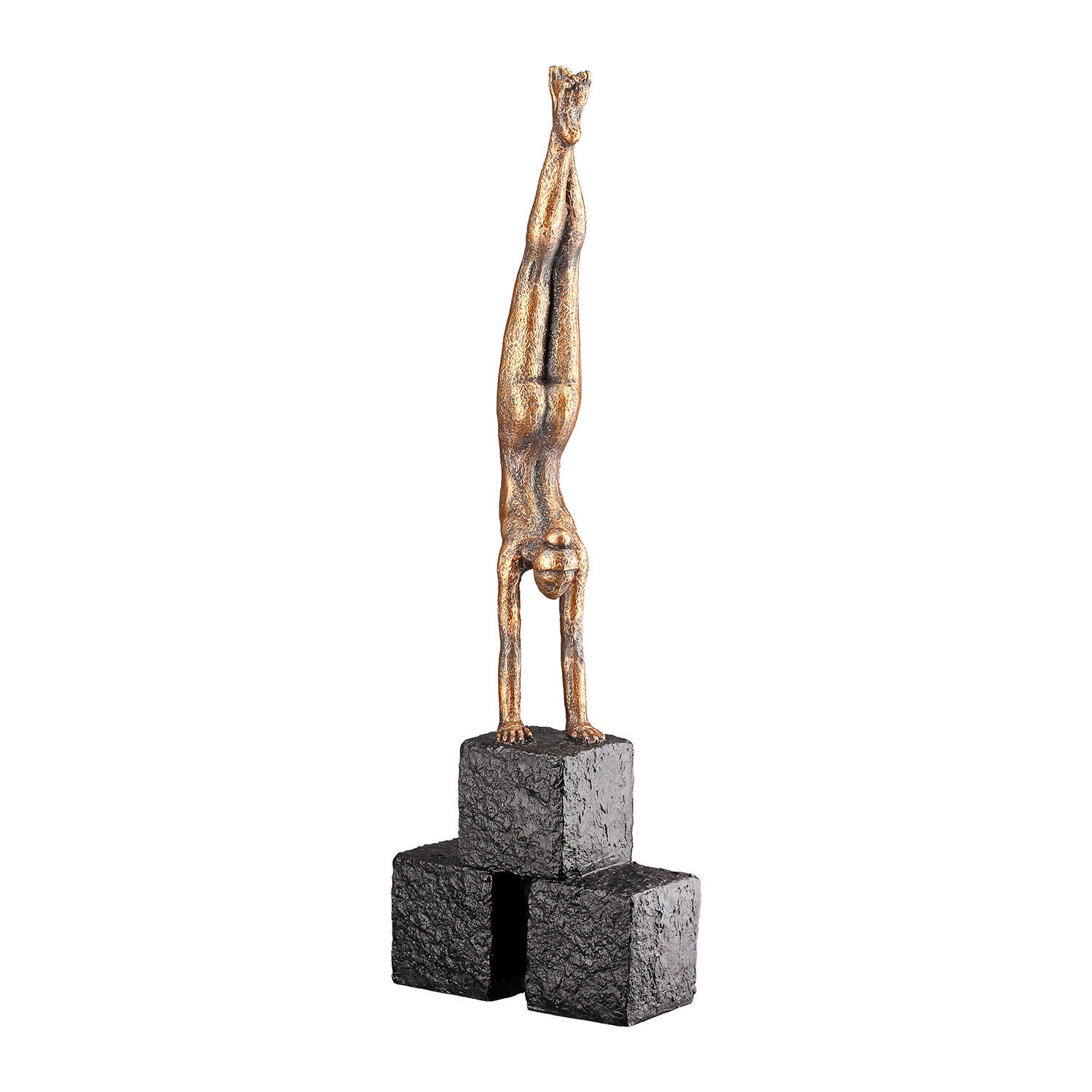 SKULPTUR - Schwarz/Bronzefarben, Basics, Kunststoff (9/28,5/4cm)