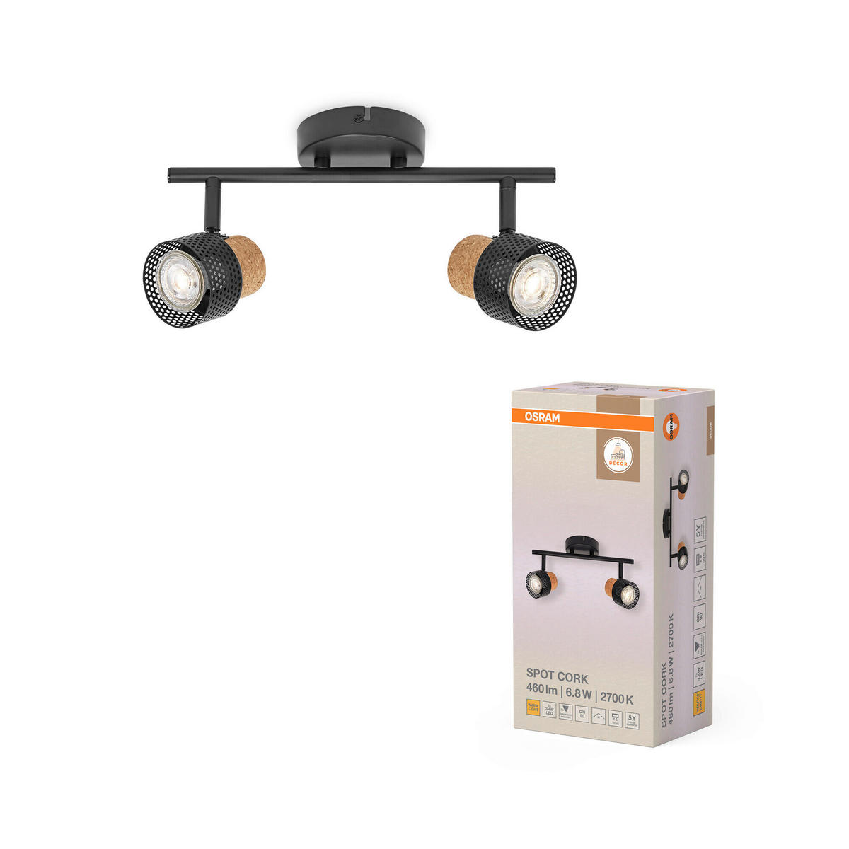 LED-STRAHLER 33,8/10/13,6 cm   - Schwarz, Basics, Holz/Metall (33,8/10/13,6cm) - Osram