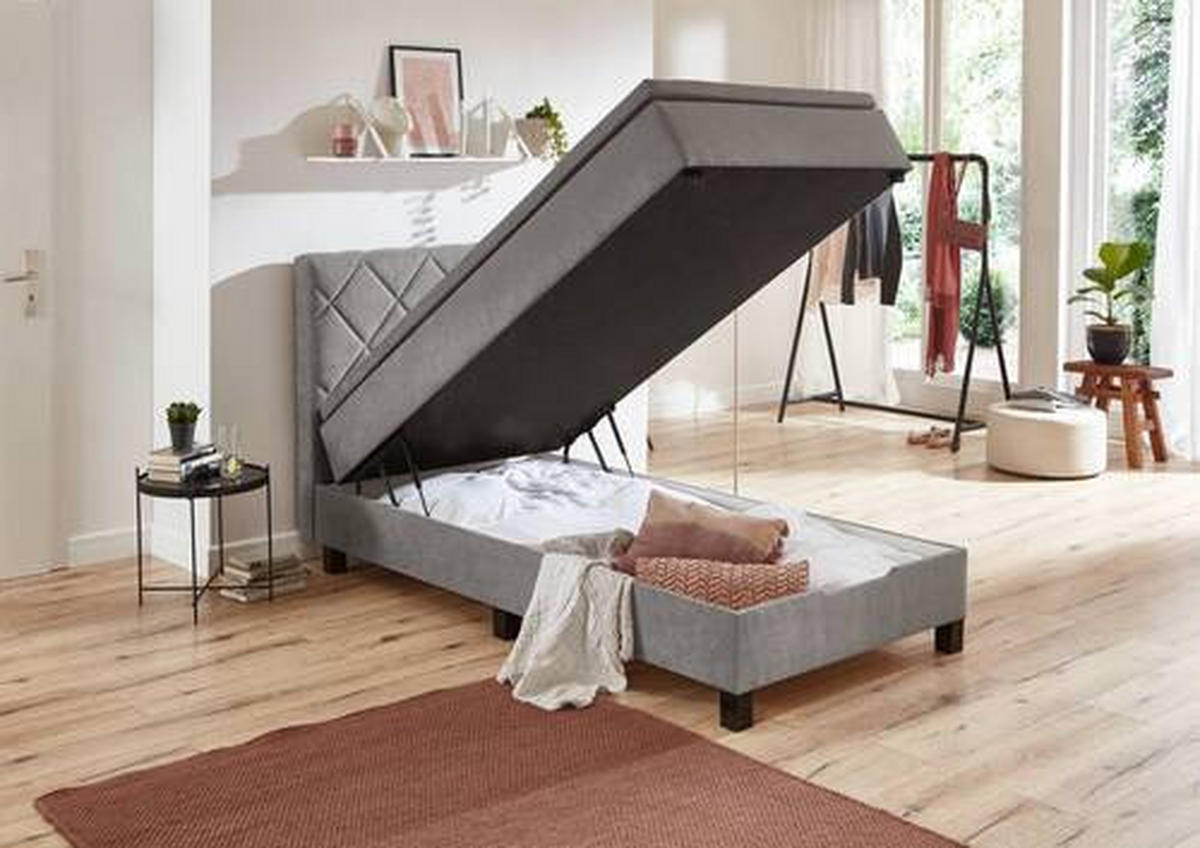 BOXSPRINGBETT 100/200 cm  in Grau  - Schwarz/Grau, KONVENTIONELL, Kunststoff/Textil (100/200cm) - Boxxx